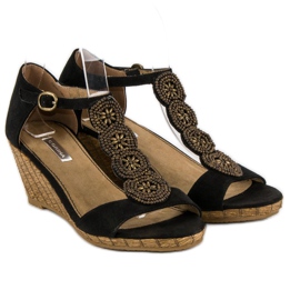 Corina Dekorative Keilsandalen schwarz 2