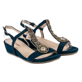 Corina Marineblaue Sandalen mit Schnalle 1