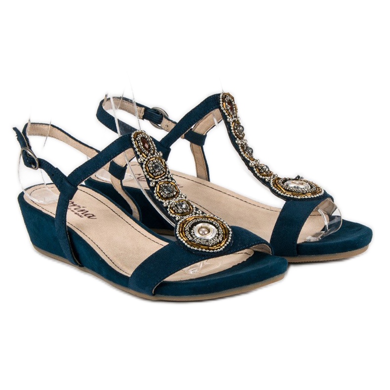 Corina Marineblaue Sandalen mit Schnalle 1