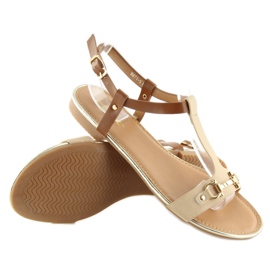 Beige Sandalen auf flacher Sohle 9871 Beige 1