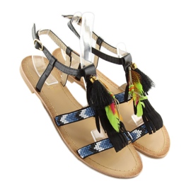 Schwarze Sandalen im Boho-Stil LQ-2662 schwarz 1