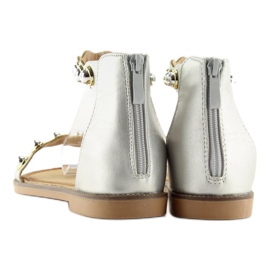 Silberne Sandalen mit Knöchelverschluss VS-376 Silber grau 2