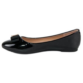 Diamantique Schwarz lackierte Ballerinas 1