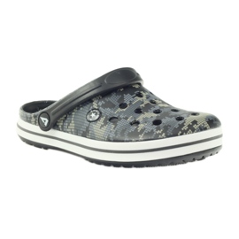 American Club Kroks Clogsy Pantoffeln Camo-Sandalen schwarz grau grün 1