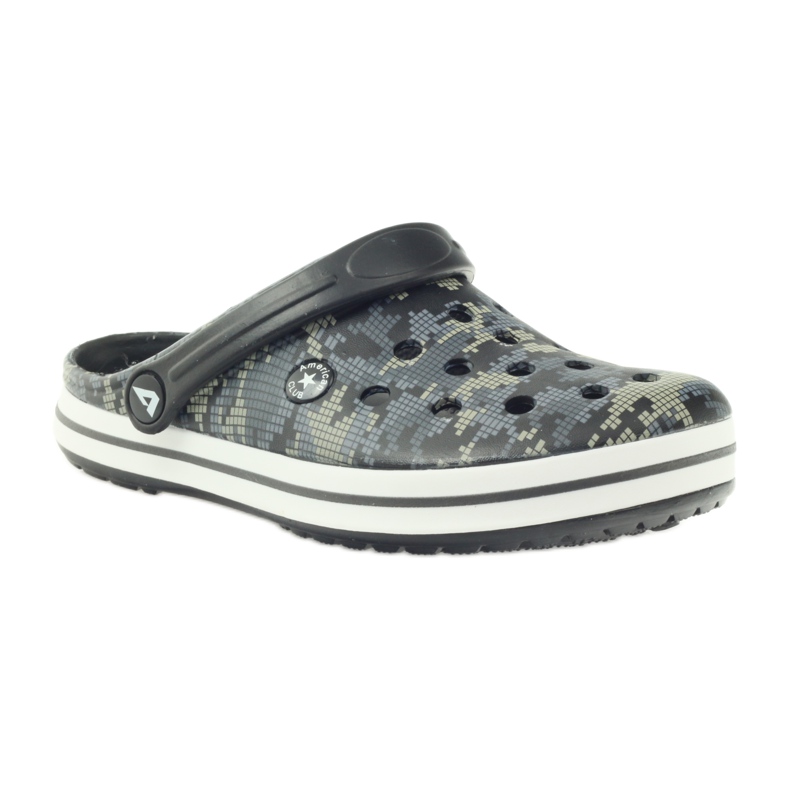 American Club Kroks Clogsy Pantoffeln Camo-Sandalen schwarz grau grün 1