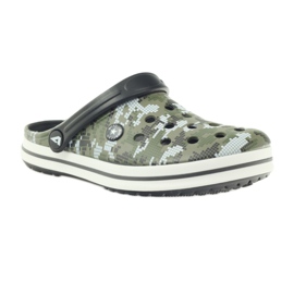 American Club Kroks Clogsy Pantoffeln Camo-Sandalen weiß schwarz grün 1