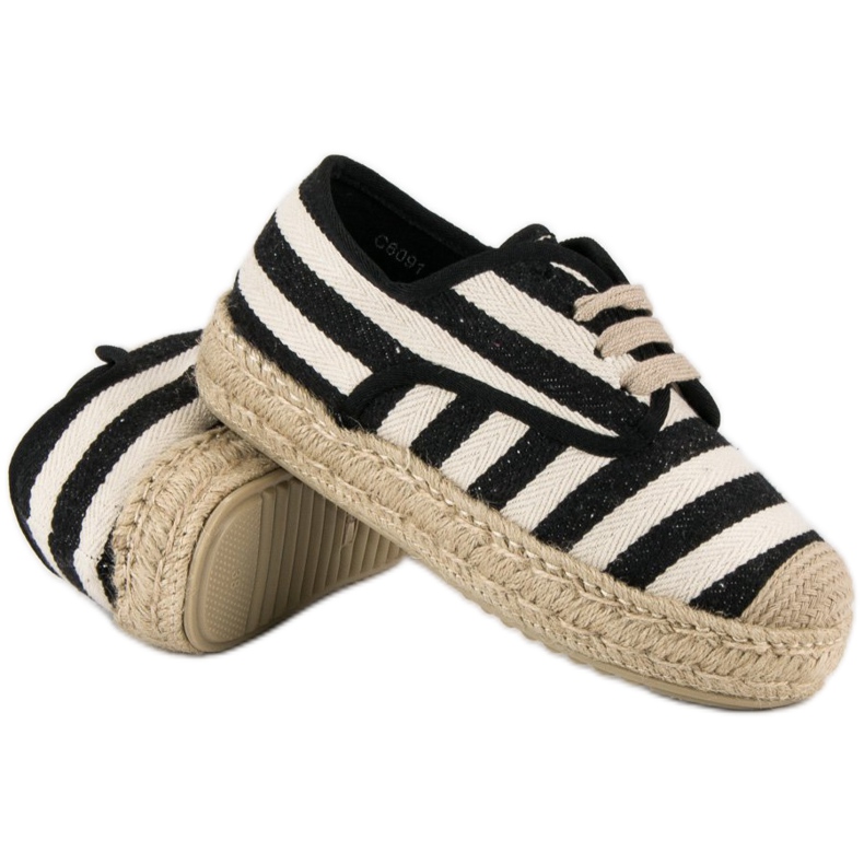 Corina Geknotete, gerippte Espadrilles schwarz braun 1