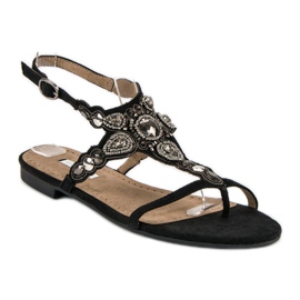 Corina Elegante Flip-Flops schwarz grau 2
