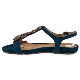 Corina Stilvolle flache Sandalen blau 1