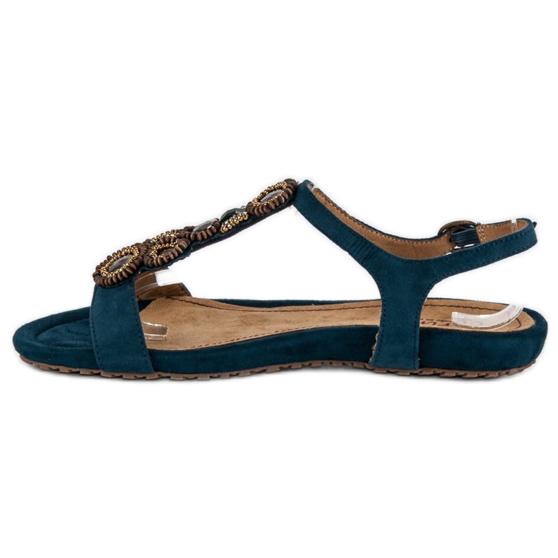 Corina Stilvolle flache Sandalen blau 1