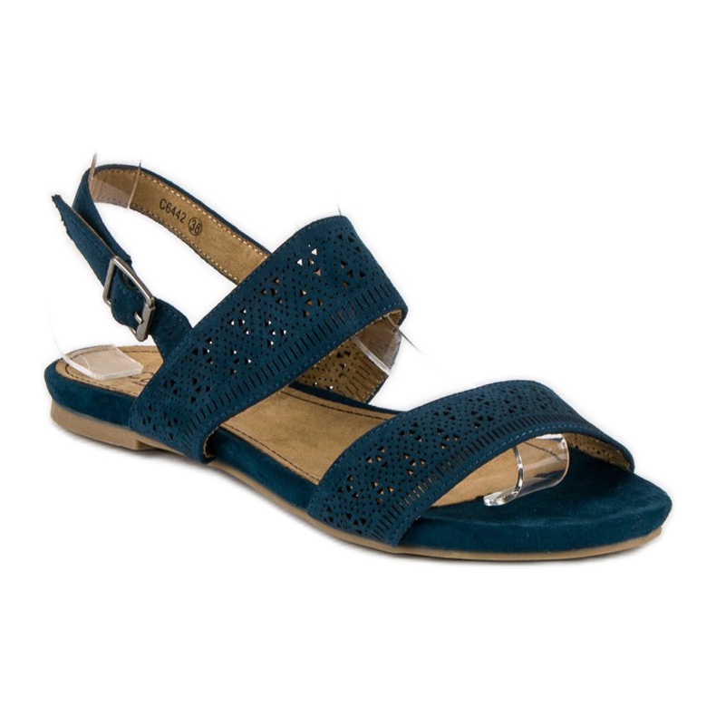 Corina Flache Sandalen aus Wildleder blau 1