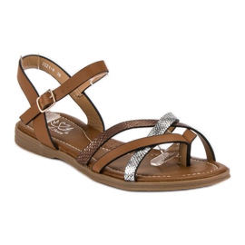 Small Swan Klassische braune Sandalen grau 1