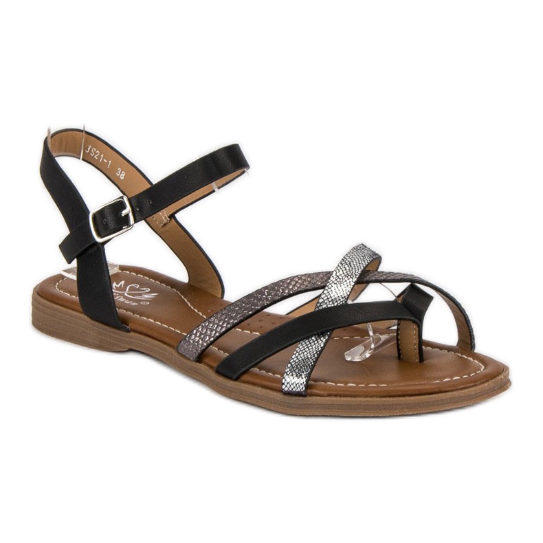 Small Swan Klassische schwarze Sandalen grau 1