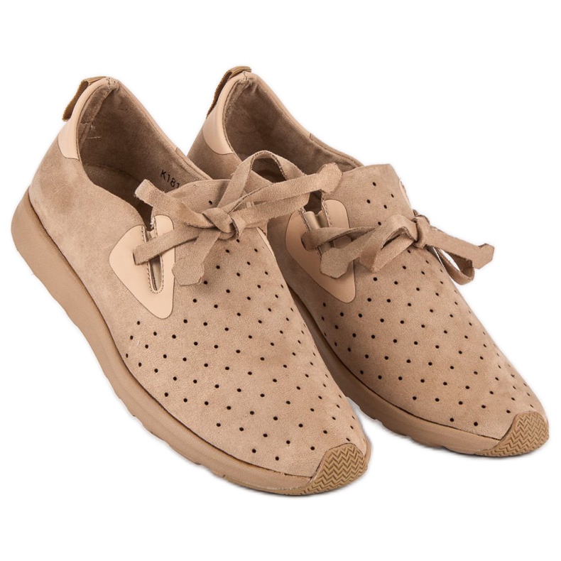 Kylie Durchbrochene Slipons aus Wildleder braun 1