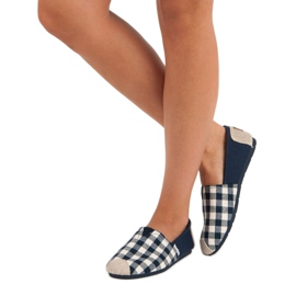 L. Day Marineblau karierte Slipons braun 1