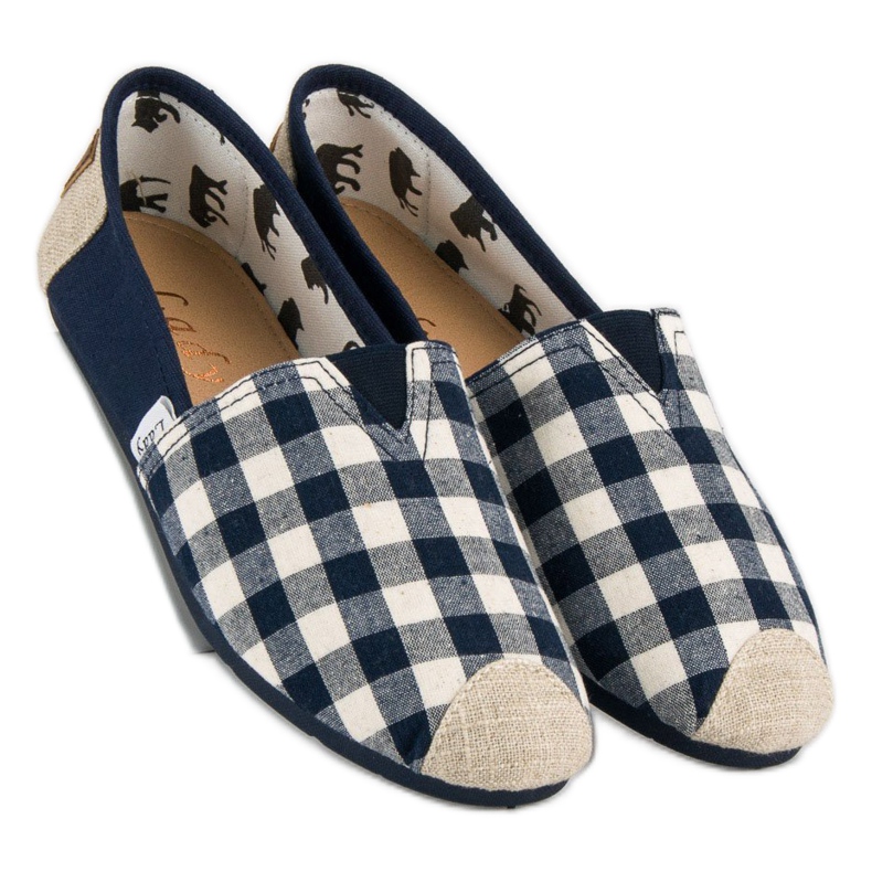 L. Day Marineblau karierte Slipons braun navy blau 2