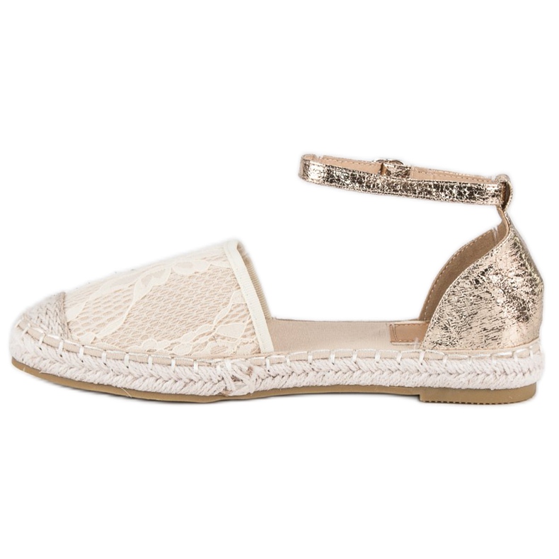 Nio Nio Espadrilles aus Spitze braun gelb 1