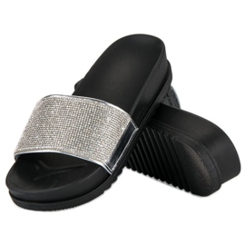 Stilvolle silberne Hausschuhe grau 2