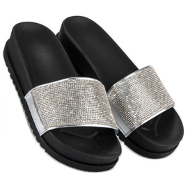 Stilvolle silberne Hausschuhe grau 1