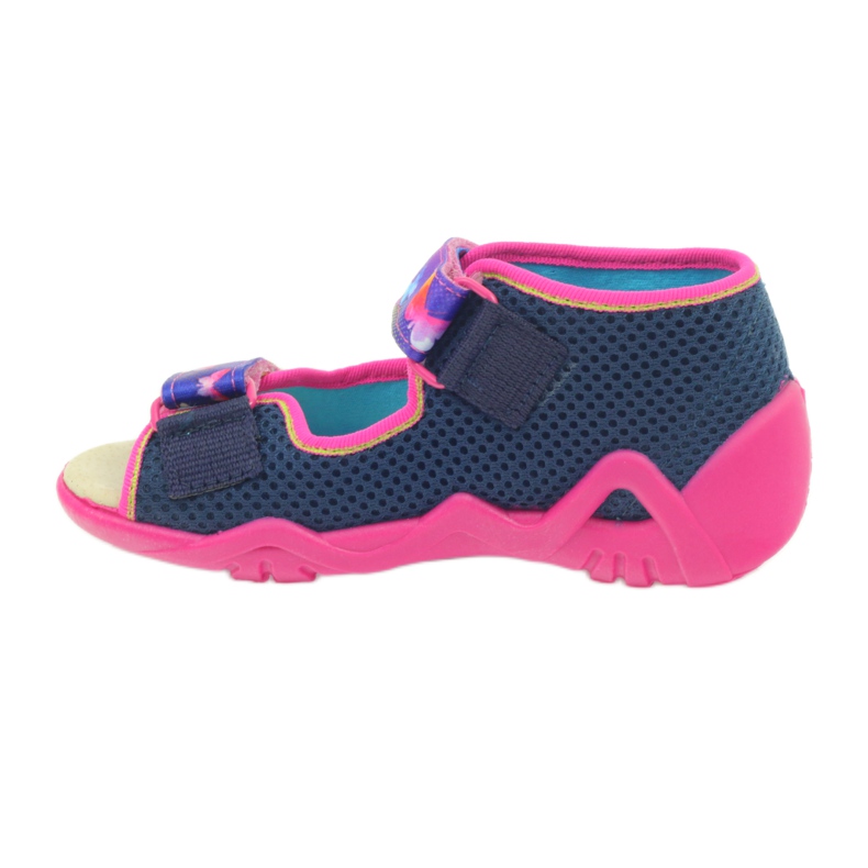 Befado Sandalen Hausschuhe, Lederdecksohle rosa marineblau 2