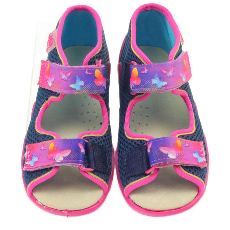 Befado Sandalen Hausschuhe, Lederdecksohle rosa marineblau 3