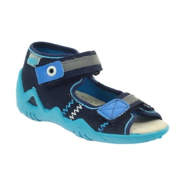 Befado Sandalen Hausschuhe, Lederdecksohle blau marineblau 1