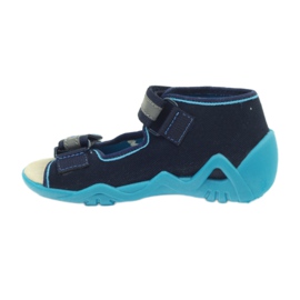 Befado Sandalen Hausschuhe, Lederdecksohle blau navy blau 2