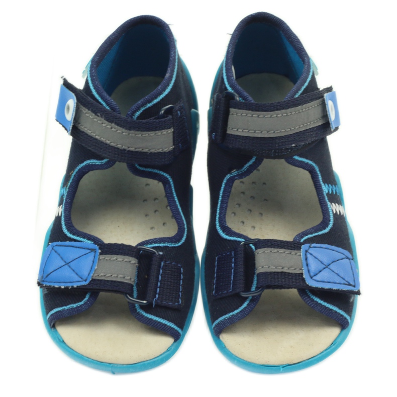Befado Sandalen Hausschuhe, Lederdecksohle blau navy blau 3
