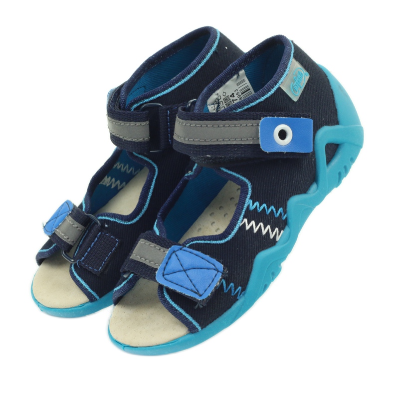 Befado Sandalen Hausschuhe, Lederdecksohle blau navy blau 4