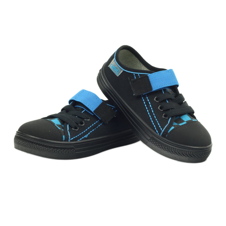 Schwarze Befado 429x007 schwarze Turnschuhe Hausschuhe blau 3