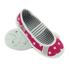 Befado Kinderschuhe Ballerinas Hausschuhe 193x063 weiß rosa 3