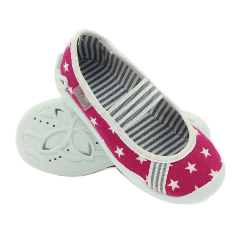 Befado Kinderschuhe Ballerinas Hausschuhe 193x063 weiß rosa 3