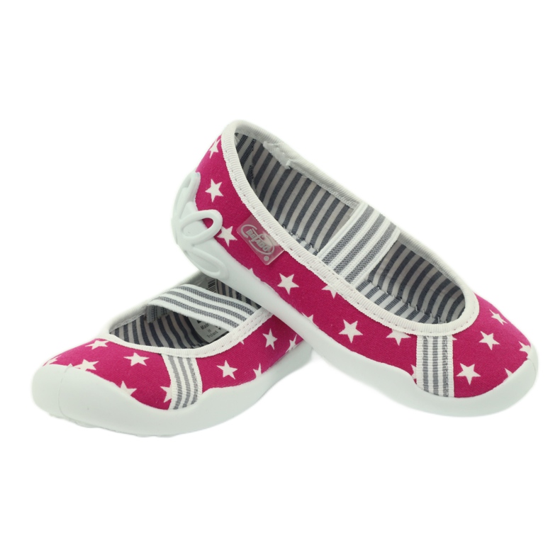 Befado Kinderschuhe Ballerinas Hausschuhe 193x063 weiß rosa 4