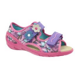 Sandalen, leicht, Befado-Innensohle aus Leder lila blau rosa 1