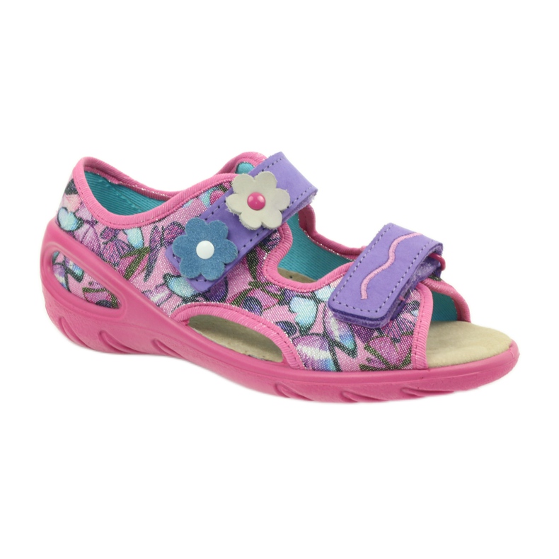 Sandalen, leicht, Befado-Innensohle aus Leder lila blau rosa 1