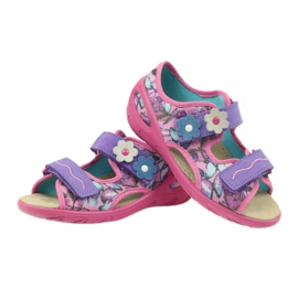 Sandalen, leicht, Befado-Innensohle aus Leder lila blau rosa 3