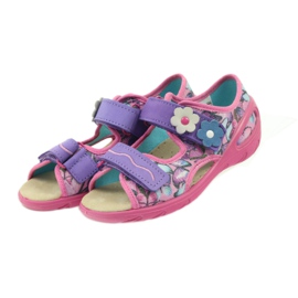 Sandalen, leicht, Befado-Innensohle aus Leder violett blau rosa 4