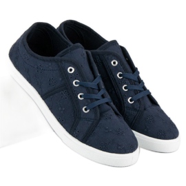 Sneaker aus blauem Textil navy blau 1