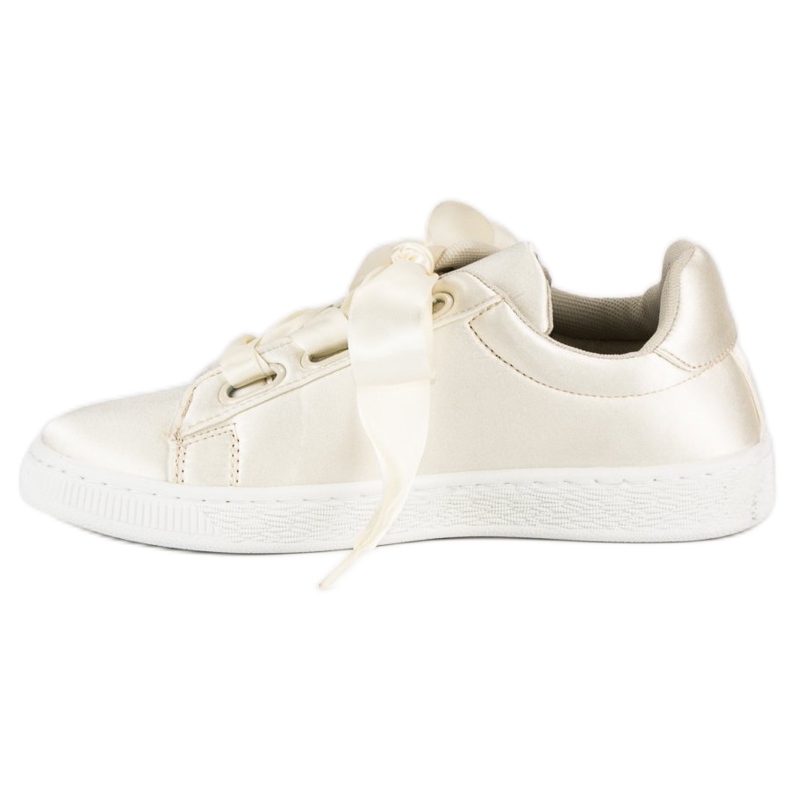 Satin-Turnschuhe mit Perlen beige 1