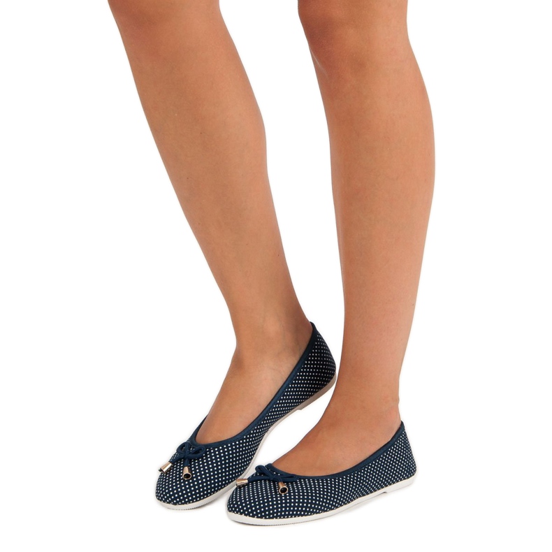Textilballerinas mit Tupfen weiß navy blau 1