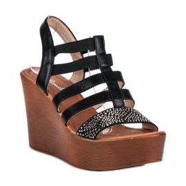 Renda Leichte Keilsandalen schwarz 1