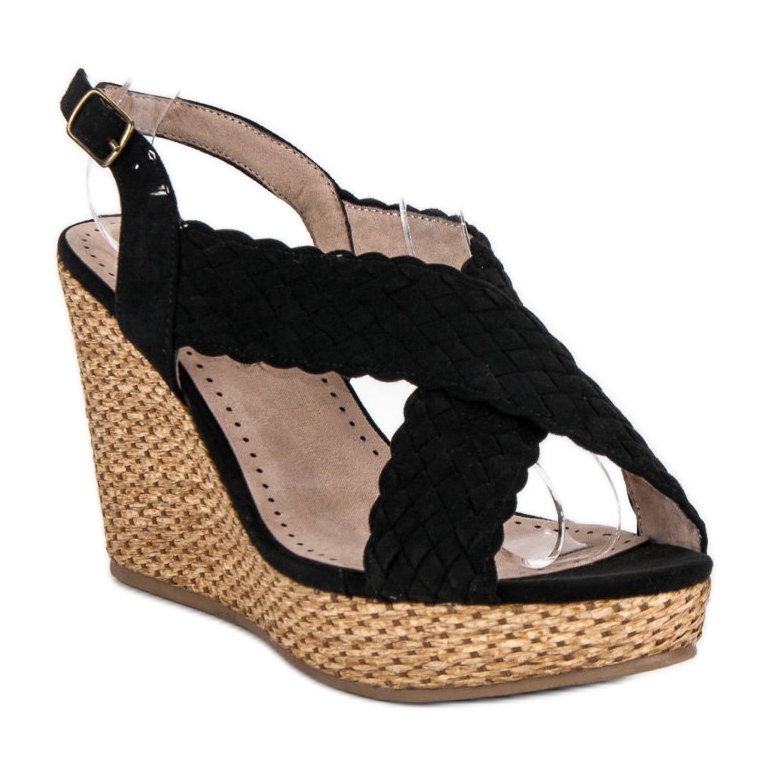 Corina Lässige Keilsandalen schwarz 1