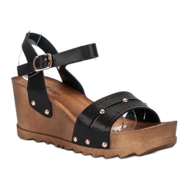 Schwarze Keilsandalen 1