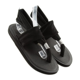Schwarze Flip-Flops aus schwarzer Baumwolle 1
