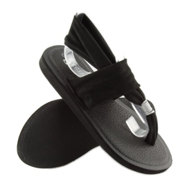 Schwarze Flip-Flops aus schwarzer Baumwolle 2
