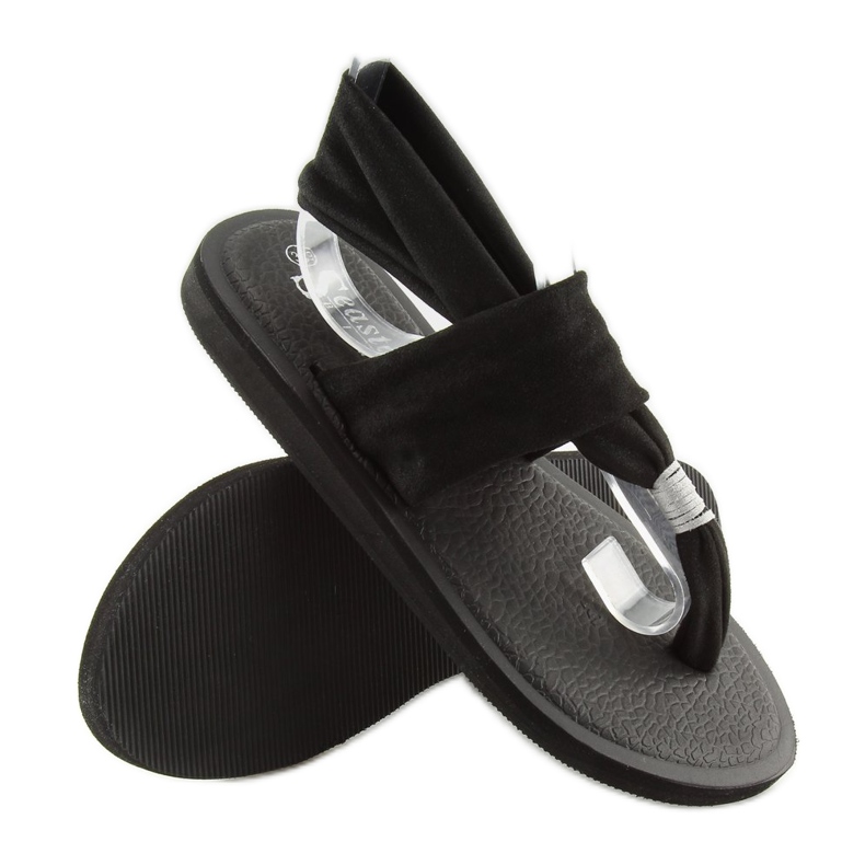 Schwarze Flip-Flops aus schwarzer Baumwolle 2