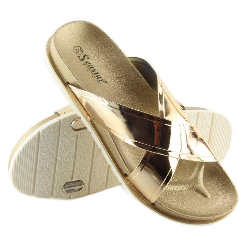 Goldene Pantoffeln in Spiegeloptik CK46P gold 2