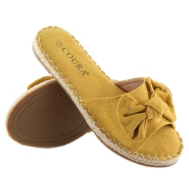 Gelb 8758 gelbe Pantoffeln mit Schleife 2