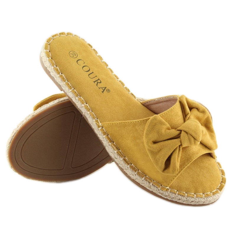 Gelb 8758 gelbe Pantoffeln mit Schleife 2