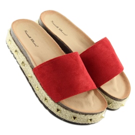 Rot LS51 Rote Espadrilles-Pantoffeln 1